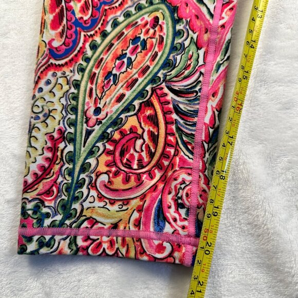 SET Of Nanette Lepore Neon Pink Paisley Cropped Leggings & Bra Sz XL - Picture 15 of 16